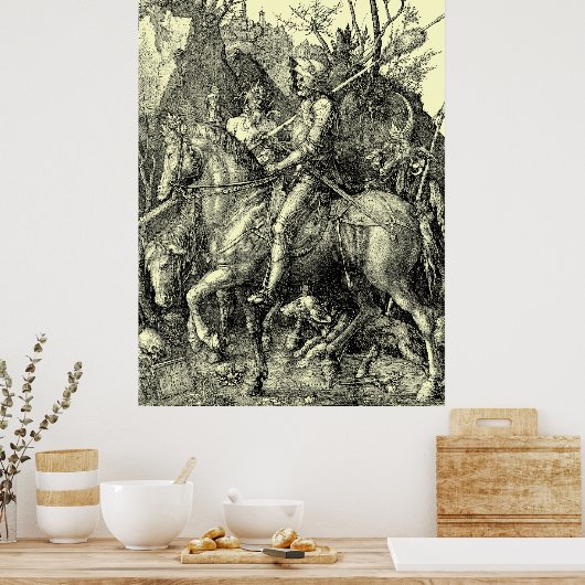 Knight, Death, And The Devil by Albrecht Dürer Poster (Küche)