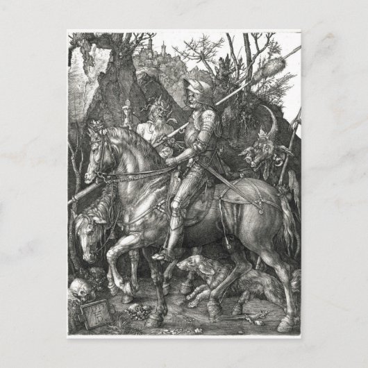 Knight, Death & the Devil - Albrecht Dürer c. 1513 Postkarte (Vorderseite)