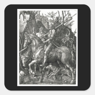 Knight, Death & the Devil - Albrecht Dürer c. 1513 Quadratischer Aufkleber