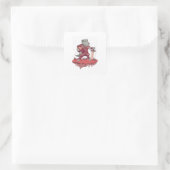 Knight Dog Cartoon Design Quadratischer Aufkleber (Tasche)