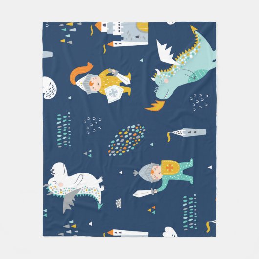 Knight Dragon Castle Childish Pattern Fleecedecke (Vorderseite)