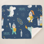 Knight Dragon Castle Childish Pattern Sherpadecke (Vorderseite (Horizontal))