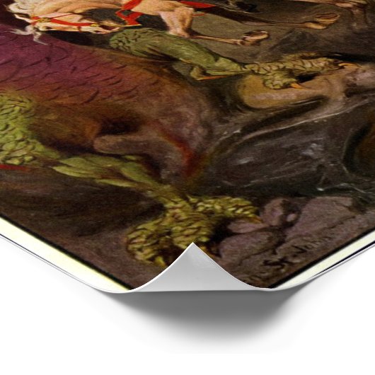 Knight Fighting Dragon von J. Allen St. John Poster (Ecke)