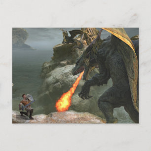 Knight Fire Breaament Dragon Battle Postkarte