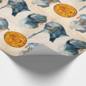 KNIGHT HELMET MIT ANTIQUEM GOLD FLORENTINE FORINT GESCHENKPAPIER (Ecke)
