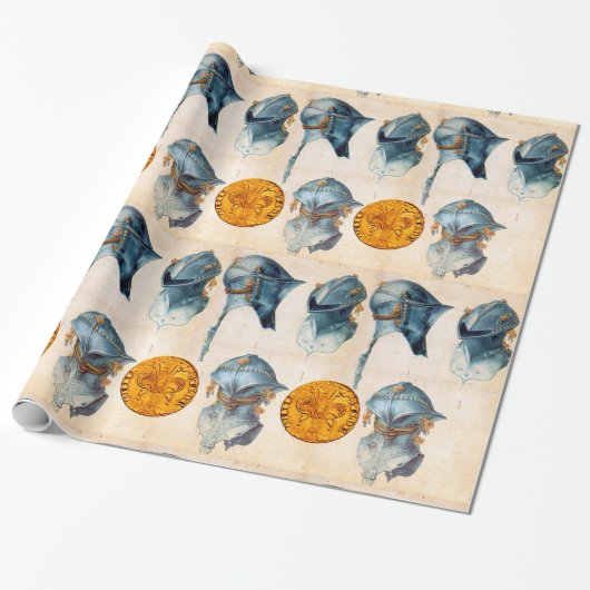 KNIGHT HELMET MIT ANTIQUEM GOLD FLORENTINE FORINT GESCHENKPAPIER (Ungerollt)