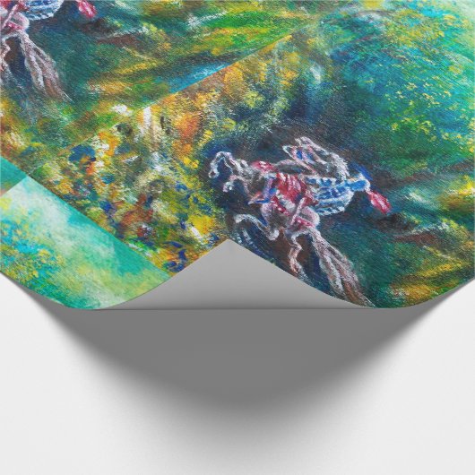 KNIGHT LANCELOT , PFERDERFAHRT IN GRÜNEN WALDEN GESCHENKPAPIER (Ecke)