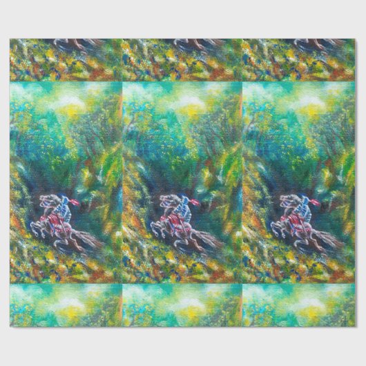 KNIGHT LANCELOT , PFERDERFAHRT IN GRÜNEN WALDEN GESCHENKPAPIER (Flach)