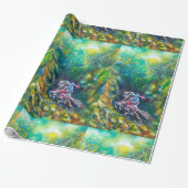 KNIGHT LANCELOT , PFERDERFAHRT IN GRÜNEN WALDEN GESCHENKPAPIER (Ungerollt)