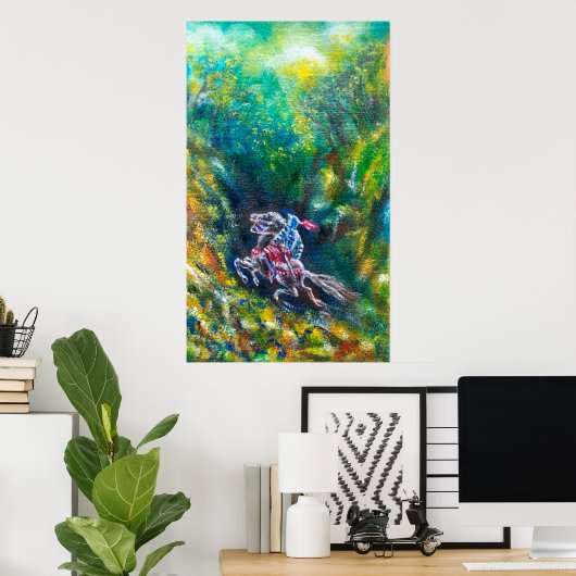 KNIGHT LANCELOT , PFERDERFAHRT IN GRÜNEN WALDEN POSTER (Heimbüro)