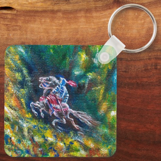 KNIGHT LANCELOT , PFERDERFAHRT IN GRÜNEN WALDEN SCHLÜSSELANHÄNGER (Rückseite)