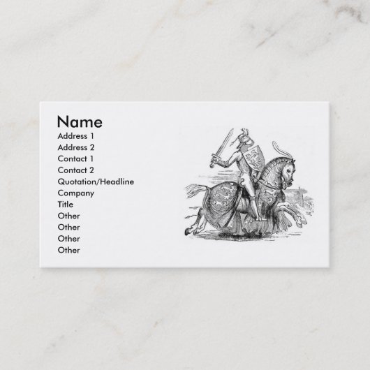 Knight on Horseback Business Card Visitenkarte (Vorderseite)