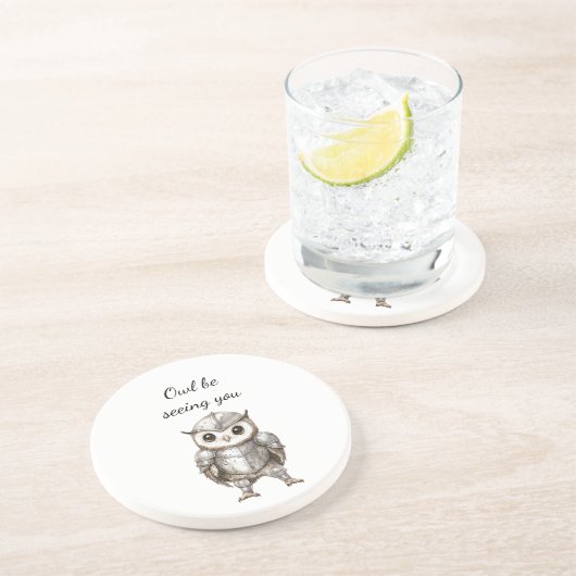 Knight Owl in Shining Armor Getränkeuntersetzer (Seite)