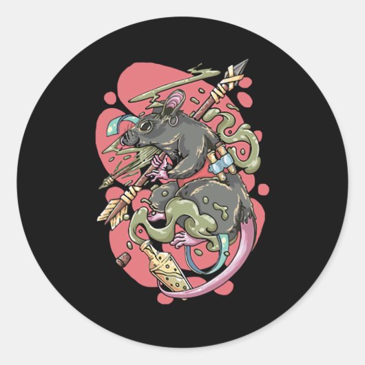 Knight Rat Runder Aufkleber (Vorderseite)