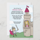 Knight Rette Prinzessinnen Einladungen: Brünett/bl Einladung (Vorderseite)