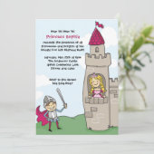 Knight Rette Prinzessinnen Einladungen: Brünett/bl Einladung (Stehend Vorderseite)