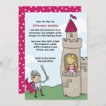 Knight Rette Prinzessinnen Einladungen: Brünett/bl