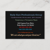 Knight Rose Professional Caregiver  Visitenkarte (Rückseite)