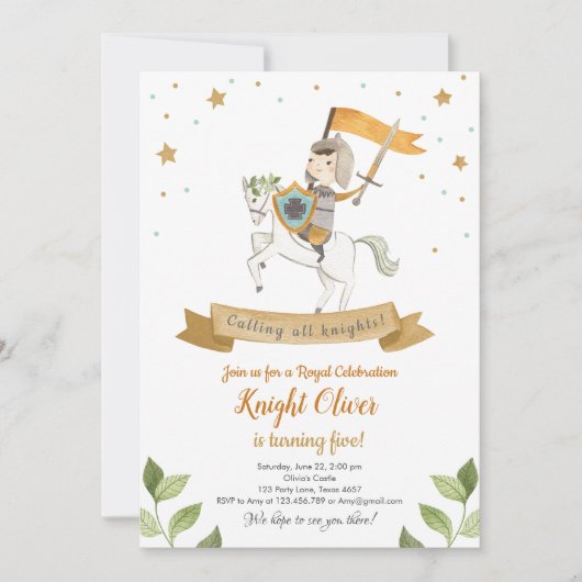 Knight Royal Medieval Junge Geburtstag Einladung (Vorderseite)