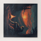 Knight’s Rest by the Fire – Fantasy Sunset Puzzle (Horizontal)