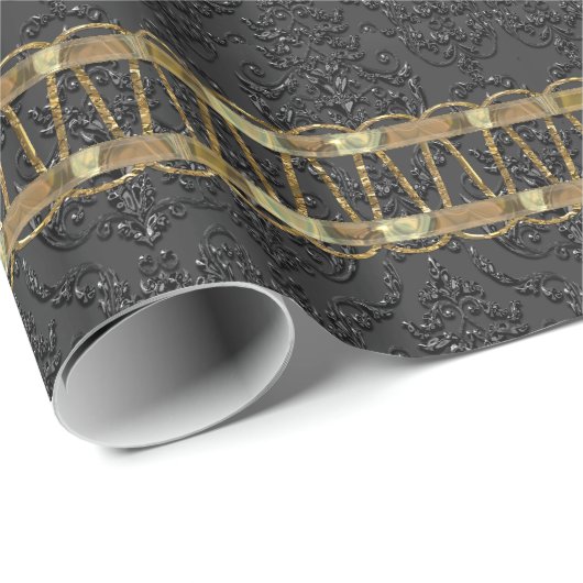 Knight Scallop Damask Elegant Geschenkpapier (Rolleneckpunkt)
