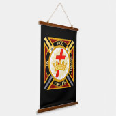 Knight Templar Hanging Tapestry Wandteppich Mit Holzrahmen (Gewinkelt)
