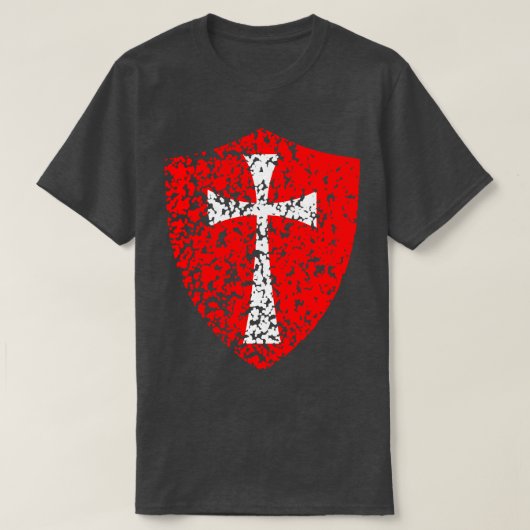 Knight Templar Kreuzfahrer erschüttertes Rotes Kre T-Shirt (Design vorne)