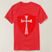 Knight Templar Kreuzfahrer erschüttertes Rotes Kre T-Shirt (Design vorne)