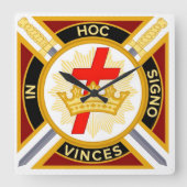 Knight Templar Quadratische Wanduhr (Vorderseite)