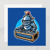 Knight Turntablist - mittelalterliches DJ Cartoon Einladung (Vorne/Hinten)