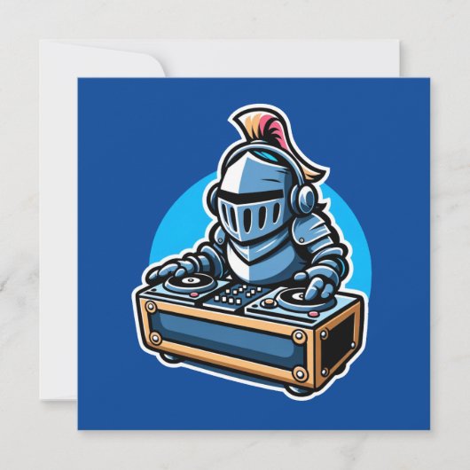 Knight Turntablist - mittelalterliches DJ Cartoon Einladung (Vorderseite)