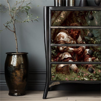 Knightcore Medieval Knight Resting Ancient Forest Seidenpapier