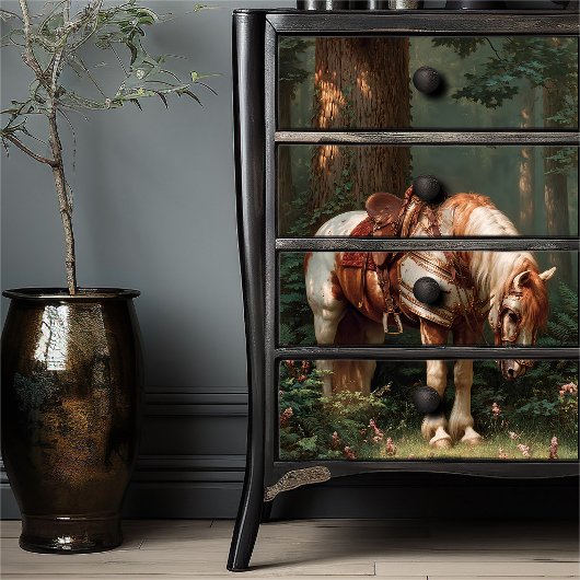 Knightcore Warhorse | Ritterpferd im Wald Seidenpapier