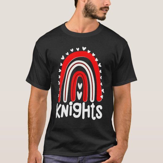 Knights School Mascot Hearts Rainbow Knight Sports T-Shirt (Vorderseite)
