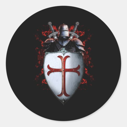 Knights Templar Flag Helmet Cross Schwert Runder Aufkleber (Vorderseite)