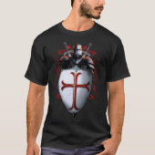 Knights Templar Flag Helmet Cross Schwert T-Shirt (Vorderseite)