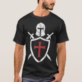 Knights Templar Helmet Cross and Sword Medieval T-Shirt (Vorderseite)