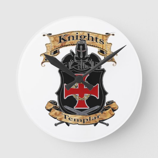 Knights Templar Runde Wanduhr (Vorderseite)