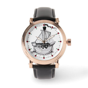 KNIGHTS TEMPLAR SCHIFF Schwarz-weiß Nautic Armbanduhr