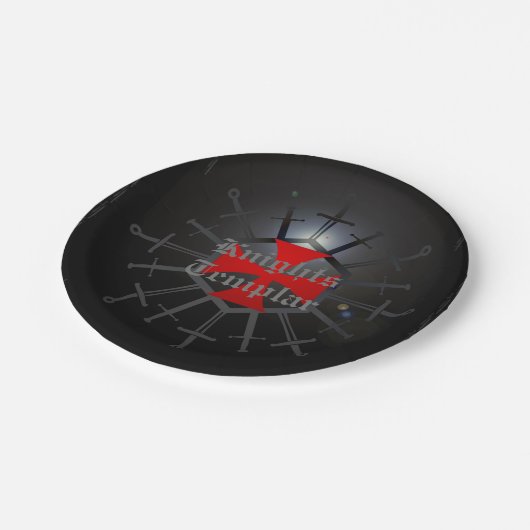 Knights-Templerplatte Pappteller (Schrägansicht)