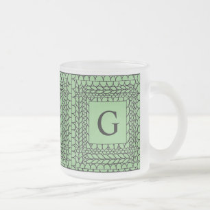 KNIT PURL SAGE Frosted Glass Tasse + Initial