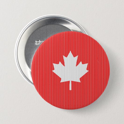 Knit Style Maple Leaf Knitting Motiv Button (Vorne & Hinten)