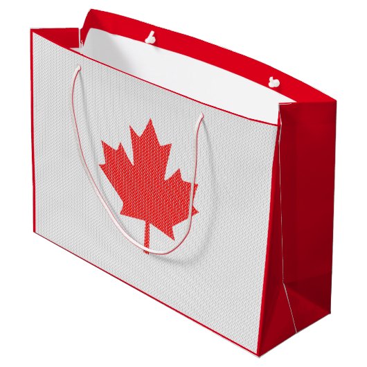 Knit Style Maple Leaf Knitting Motiv Große Geschenktüte (Rückseite Schrägansicht)