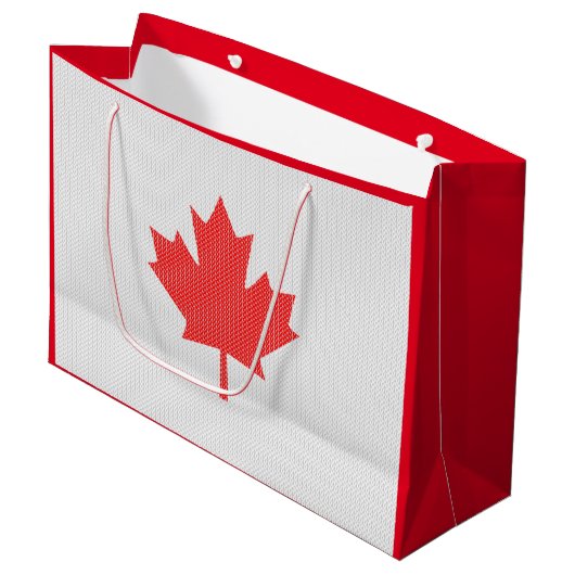 Knit Style Maple Leaf Knitting Motiv Große Geschenktüte (Vorderseite Schrägansicht)