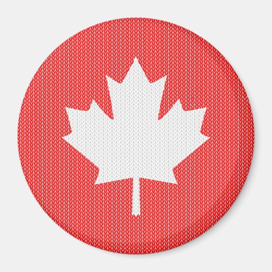 Knit Style Maple Leaf Knitting Motiv Magnet (Vorne)
