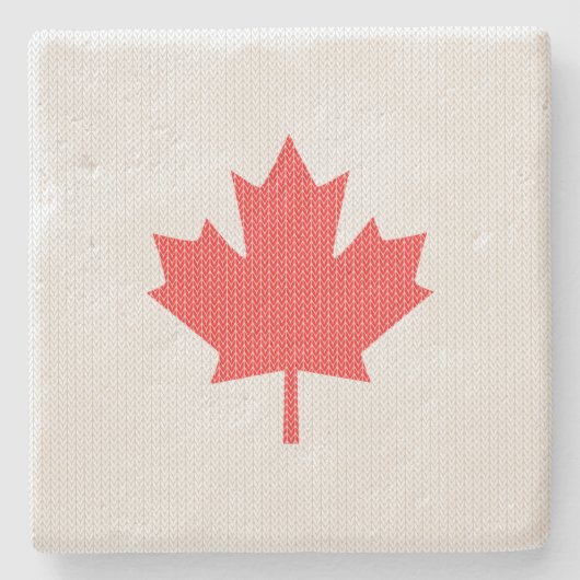 Knit Style Maple Leaf Knitting Motiv Steinuntersetzer (Vorderseite)
