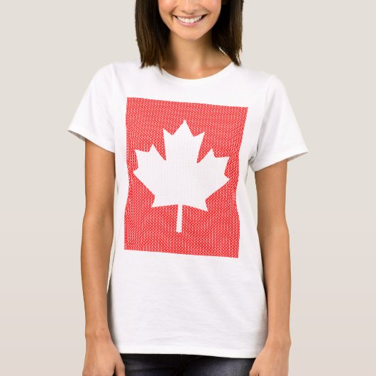Knit Style Maple Leaf Knitting Motiv T-Shirt (Vorderseite)