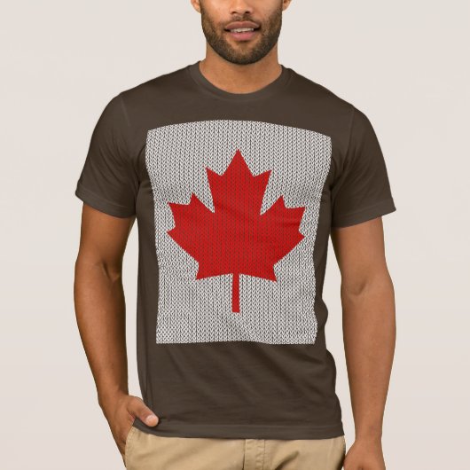 Knit Style Maple Leaf Knitting Motiv T-Shirt (Vorderseite)
