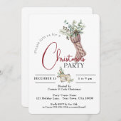 KNITTED CHRISTMAS STRUMPF MIT GRÜNTÖNEN PARTY EINLADUNG (Vorne/Hinten)