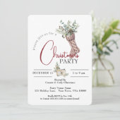 KNITTED CHRISTMAS STRUMPF MIT GRÜNTÖNEN PARTY EINLADUNG (Stehend Vorderseite)